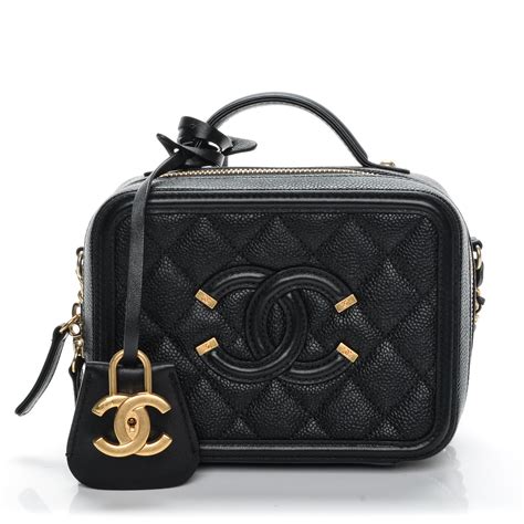 chanel caviar quilted small cc filigree vanity case yellow|Chanel Small Caviar Filigree Vanity Case .